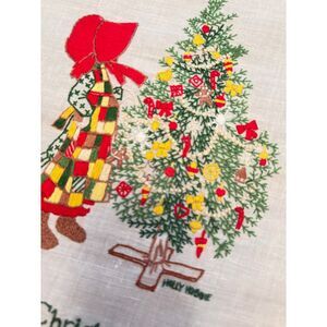 Vintage 70s Holly Hobbie Christmas Picture Unframed Embroidered